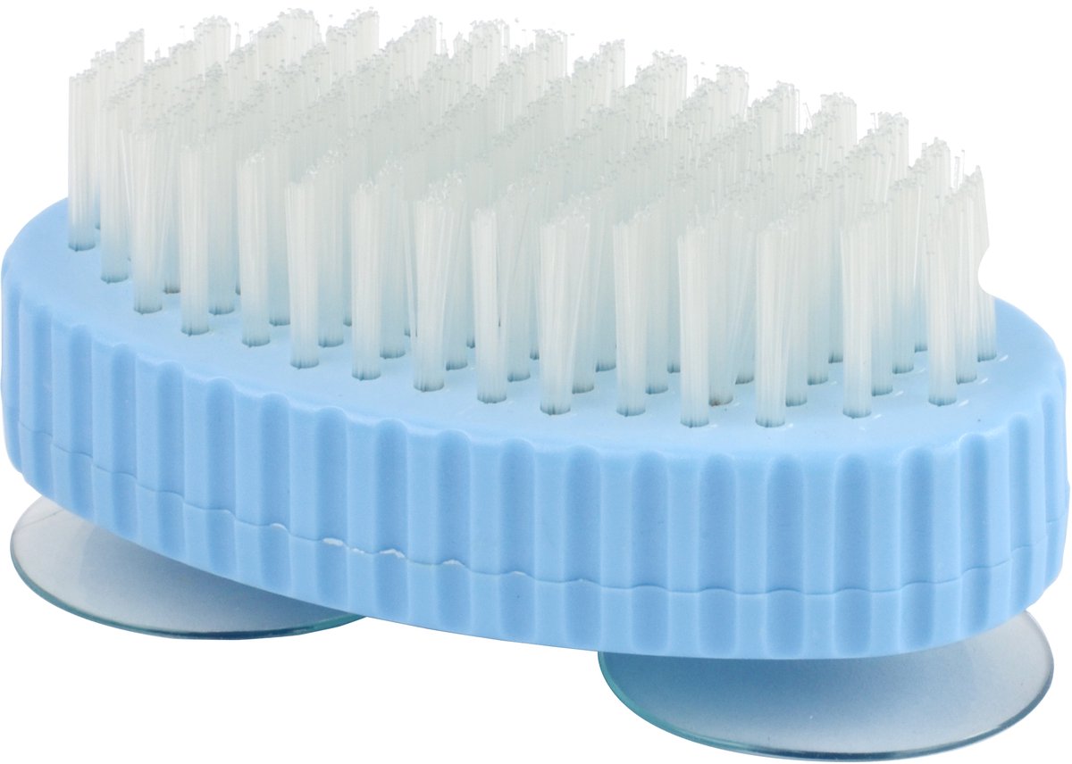 Sundo hand- en nagelborstel met zuignappen 10,2 cm – kunststof blauw/wit voor wastafel
