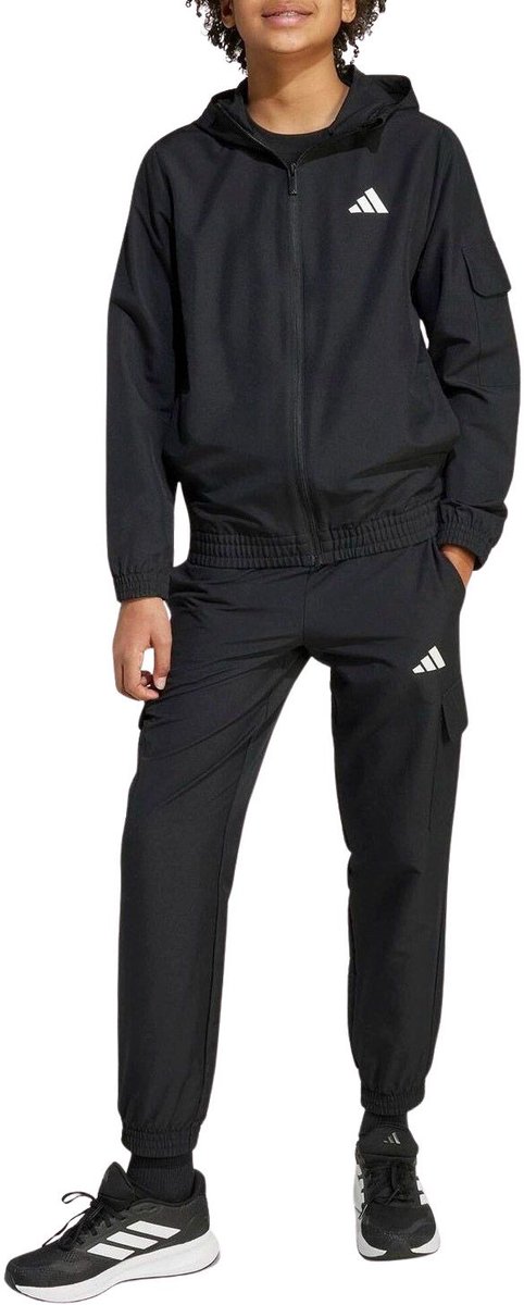 Adidas Woven Cargo Trainingspak Junior Zwart