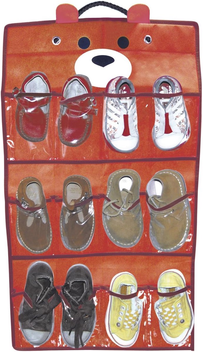 Pocket Opbergruimte - Hangende Organizer - Kinderkamer Inrichten - Vrolijk Beer Design - Rood