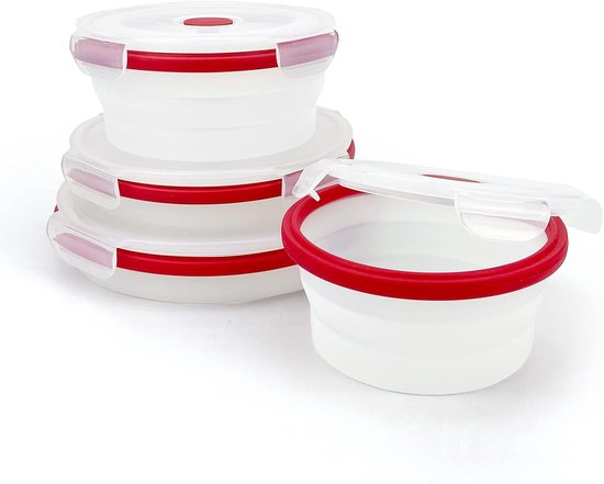 Opvouwbare kommen - Siliconen bakjes - Kamperen en opslag - Set van vier - 21 x 20 x 12 cm — afbeelding 3