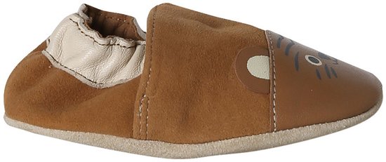 Elastische leren sloffen voor baby’s chocoladebruin