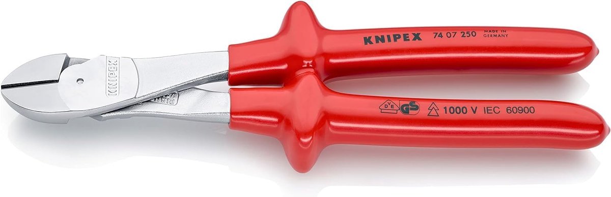 Kracht Zijsnijtang - Professioneel Gereedschap - Hard Materiaal Snijden - VDE Geïsoleerd - 250 Millimeter - Rood