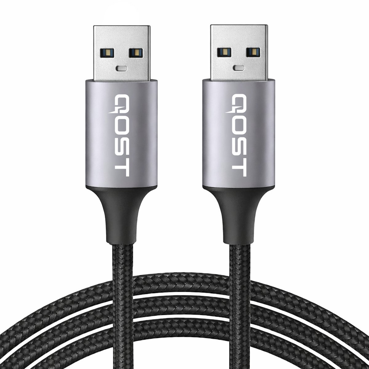 Qost - USB-A 3.0 naar USB-A 3.0 Kabel- 5 Gbps - Datakabel - USB Verlengkabel - 1 Meter - Spacegrey