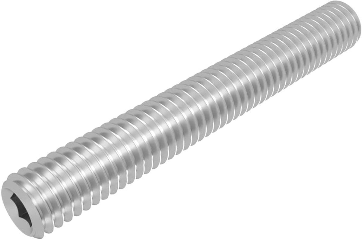 Schroefdraadstift met ringsnijkant - Bevestigingsmateriaal - Machinebouw - Roestvrij staal V2A - M4 x 30 mm - Zilver