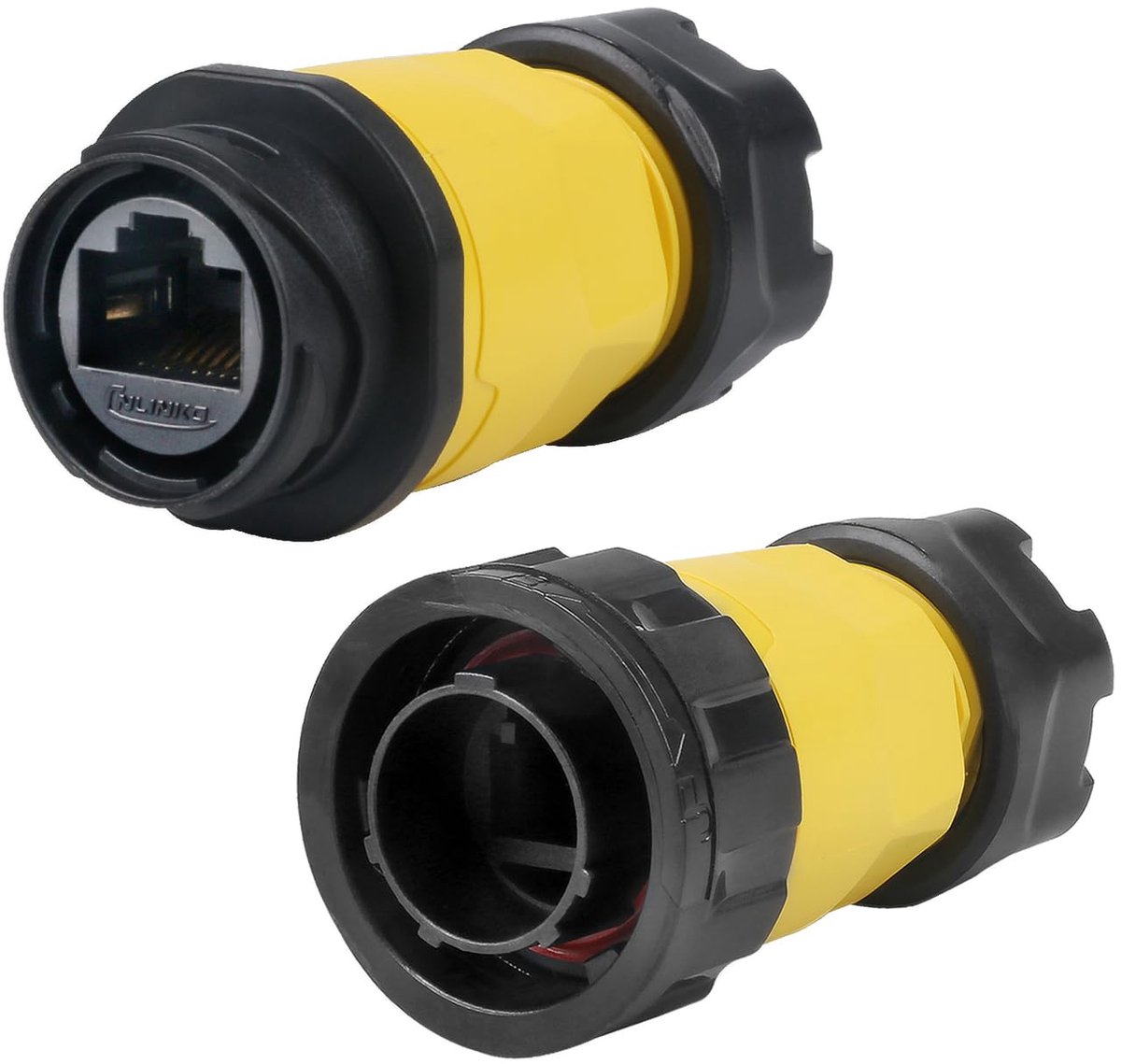 Waterdichte Ethernet Connector - RJ45 Koppeling - Industriële Netwerken - IP68 Waterdicht - CAT6 Dual-Port - Geel