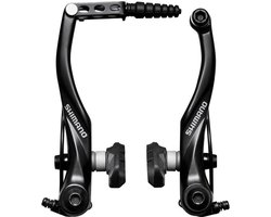 Shimano BR-T4000 V-Brake Voorrem Zwart Met S65T Remschoenen Voor Aluminium Velgen
