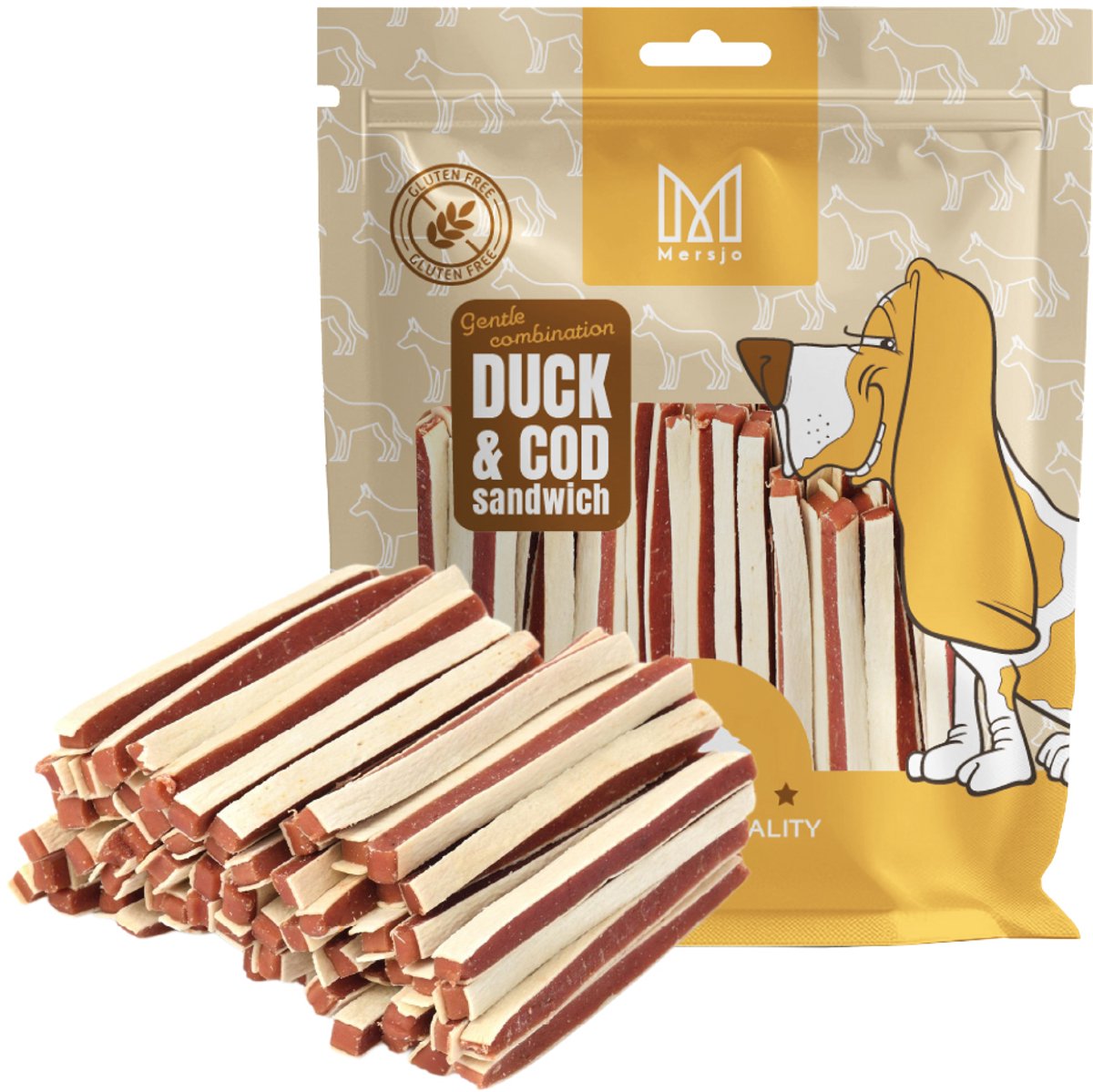 Mersjo - Hondensnack - Eend Strips - Zacht - 500g