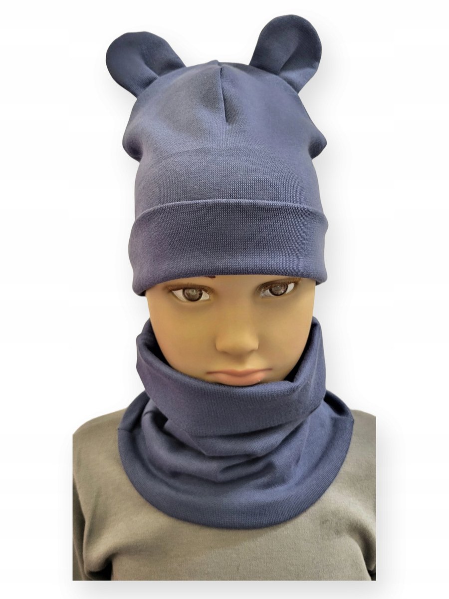 Dartomik - Set Muts en Sjaal - Met Oren - Maat 46-50 - Blauw
