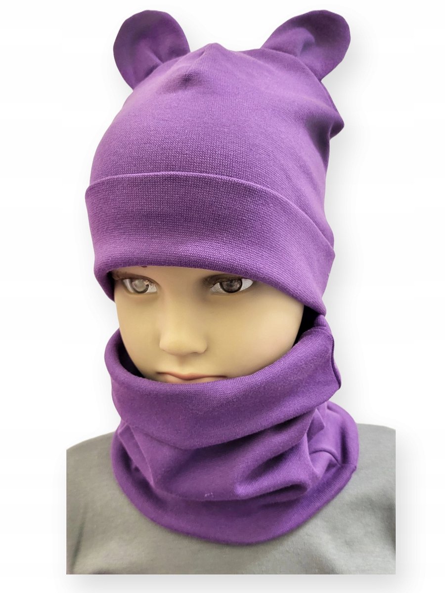 Dartomik - Kinder Set - Czapka en Comin - Met Oren - Violett