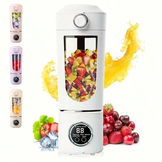Draagbare Blender 700ML - Smoothie Maker en Juicer 2-in-1 met 12 Messen, USB Oplaadbare Mini Blender voor Shakes, Smoothies en Fruitmix - Roze van Merkloos — afbeelding 4