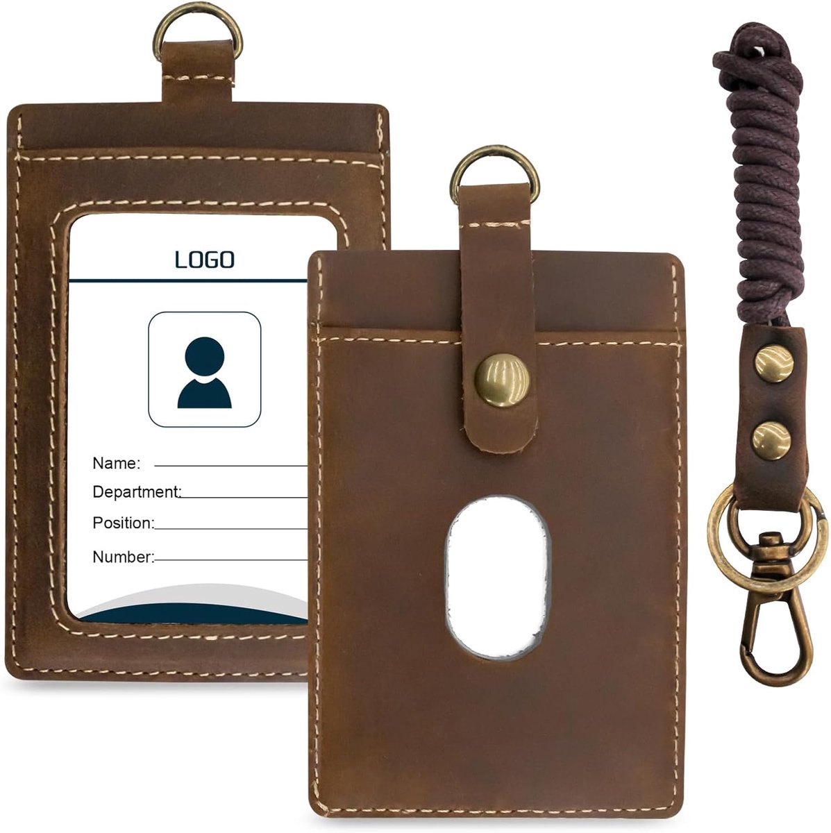 ID-kaarthouder - Badgehouder - Veilig Identificeren - Dubbelzijdig Venster - 10.5 x 7 cm - Bruin