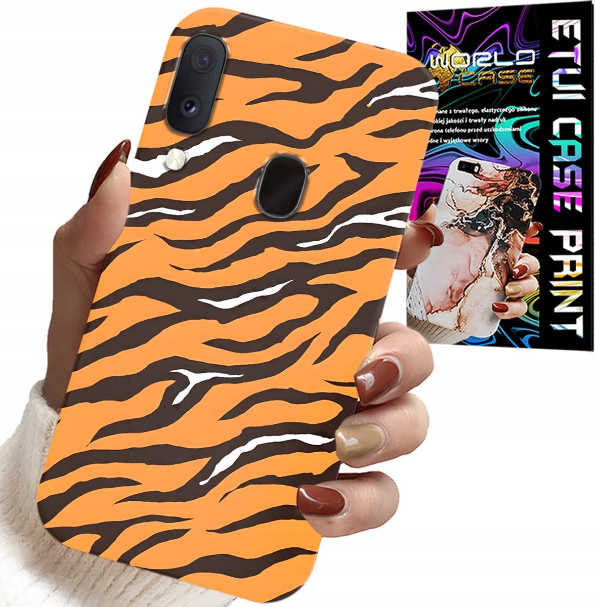 HOESJE VOOR SAMSUNG GALAXY A40 - ACHTERKANT MET TIJGERSTRIPES + GLAS