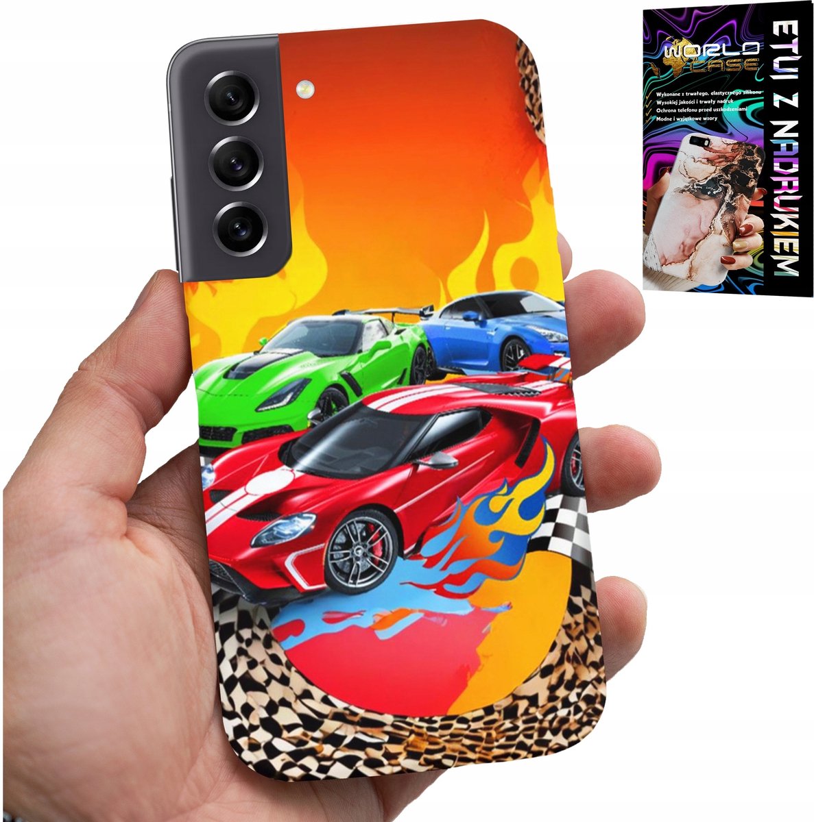 HOESJE VOOR SAMSUNG GALAXY S21 - VOOR KINDEREN, RACEAUTO'S + GLAS