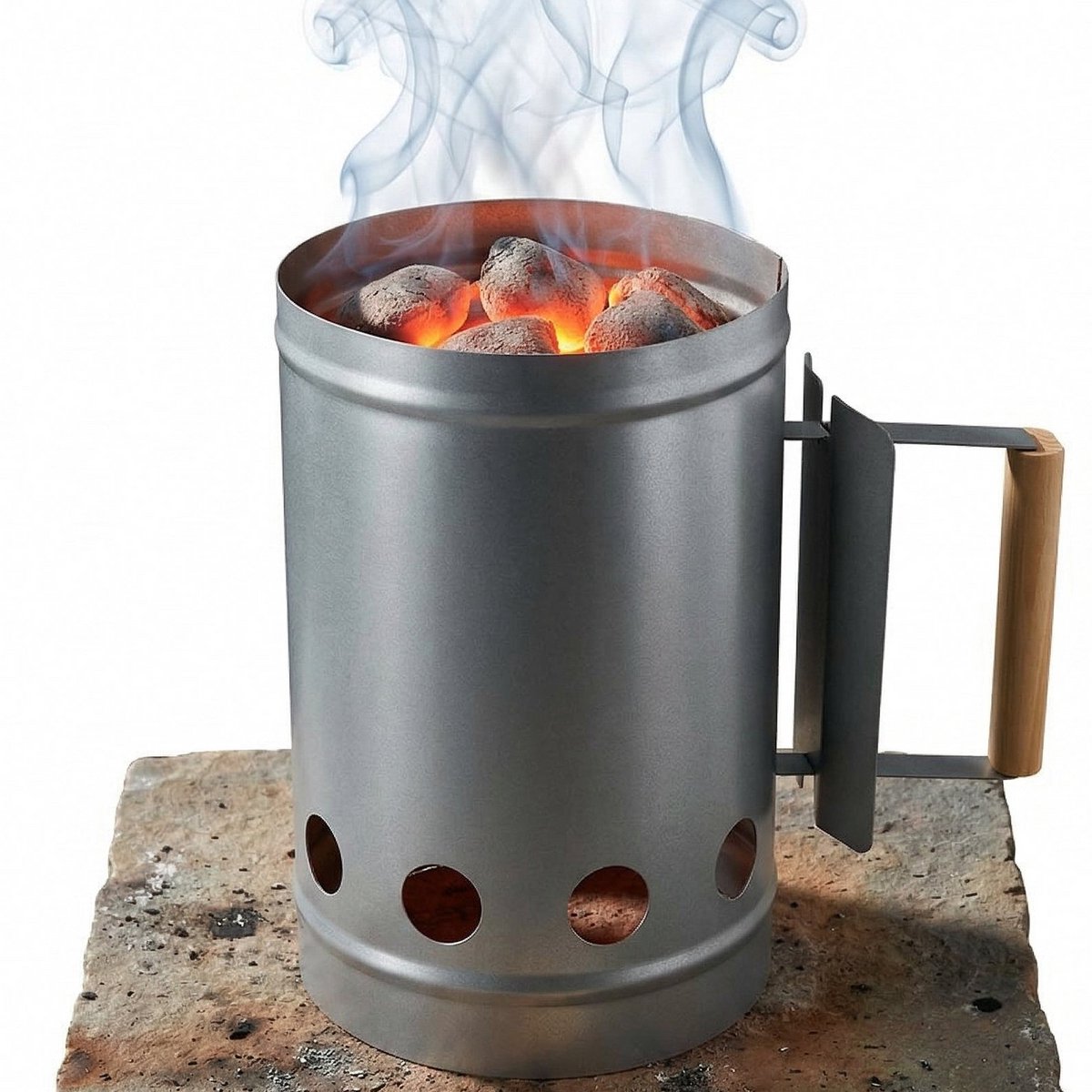 Lomera Houtskoolstarter - Brikettenstarter - BBQ Starter - Kolenstarter - Aansteekschoorsteen - Snelstarter voor Houtskool en Briketten - Barbecue Starter - Met Veiligheidshandgreep - Barbecue Aansteker - Houtskool Aansteker - BBQ Accessoire