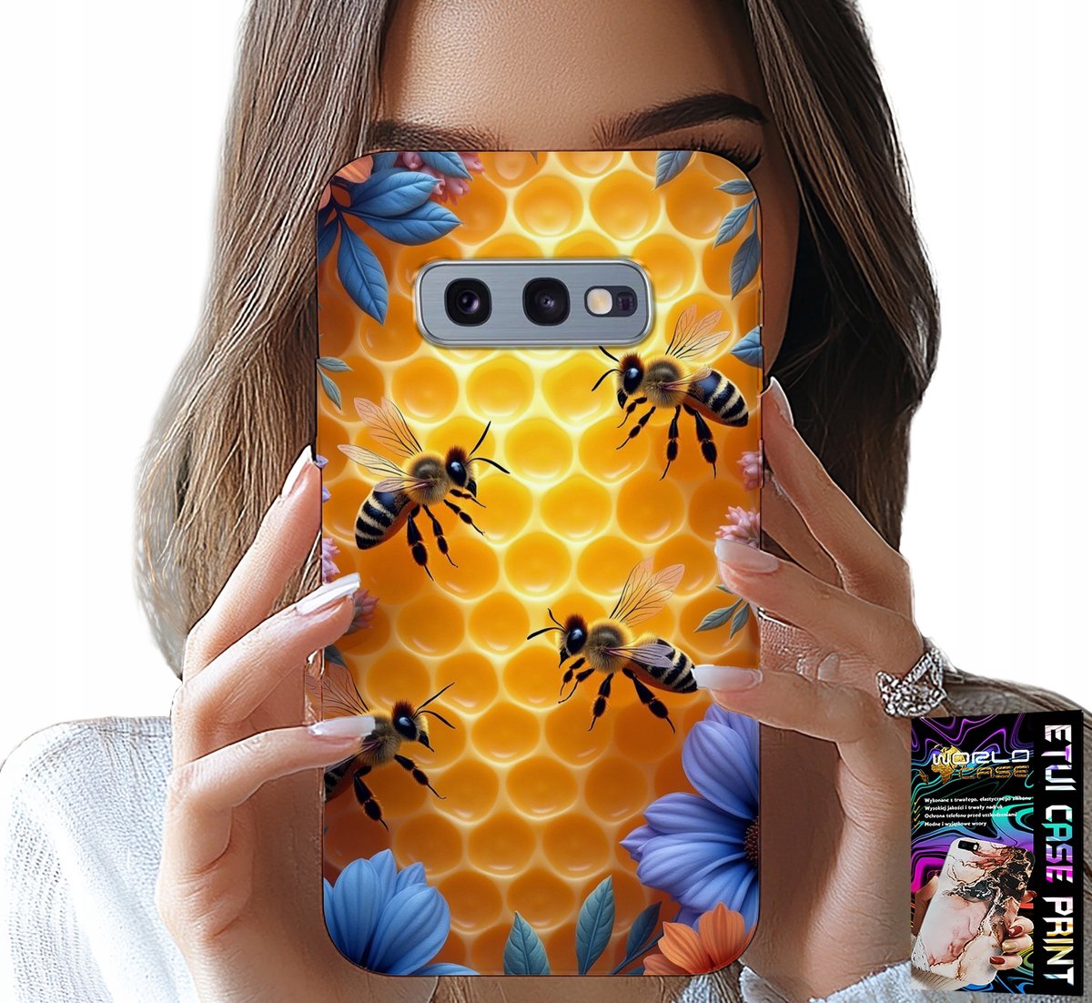 HOESJE VOOR SAMSUNG GALAXY S10E - ACHTERKANT MET BIJENKORF EN HONINGRAAT