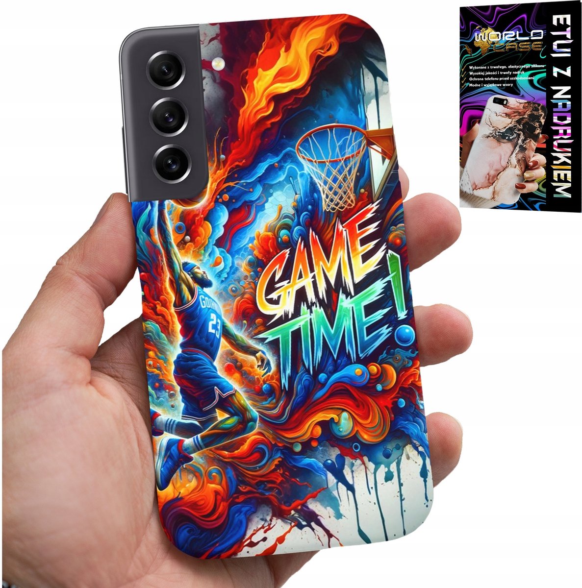 HOESJE VOOR SAMSUNG GALAXY S22 - NBA GAME TIME BASKETBAL, HOESJE + GLAS
