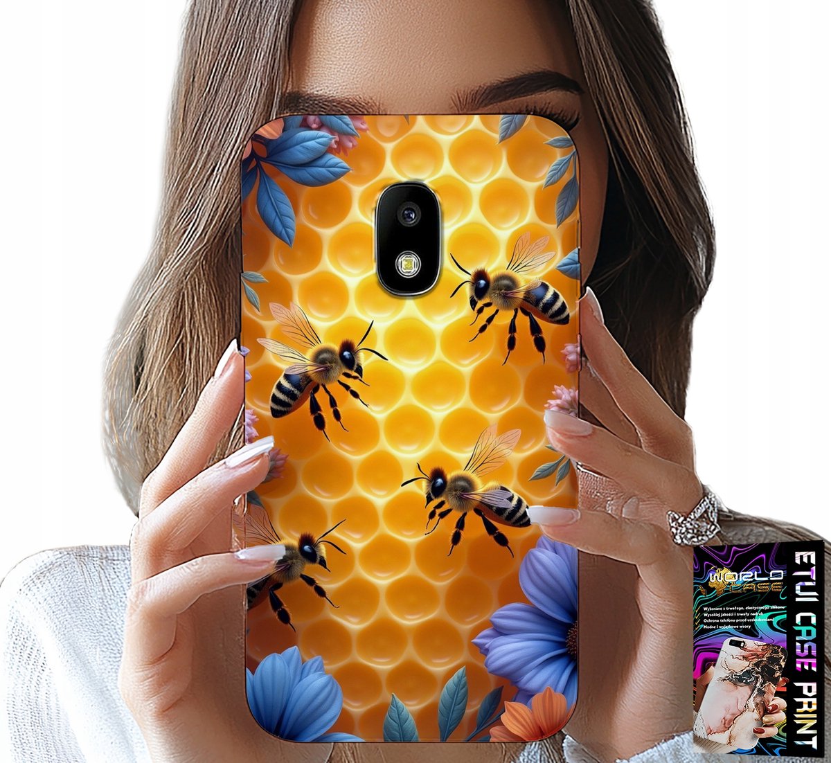 HOESJE VOOR SAMSUNG GALAXY J5 2017 - ACHTERKANT MET BIJENKORF EN HONINGRAAT
