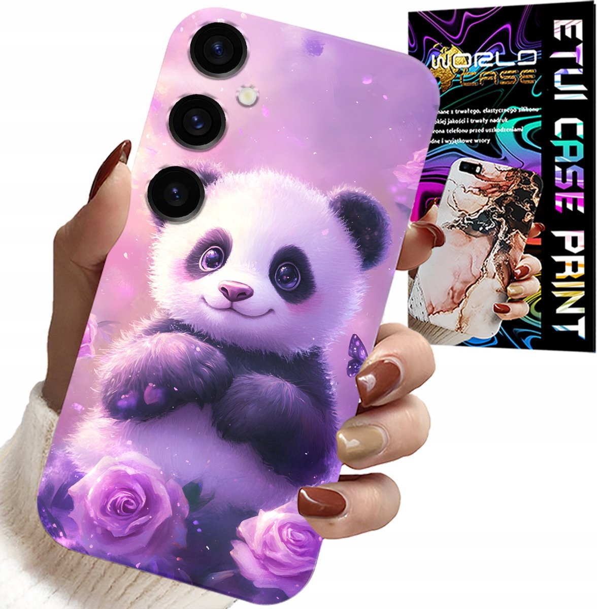 Hoesje voor Samsung Galaxy M55 5G - Leuke panda-print voor kinderen + glas