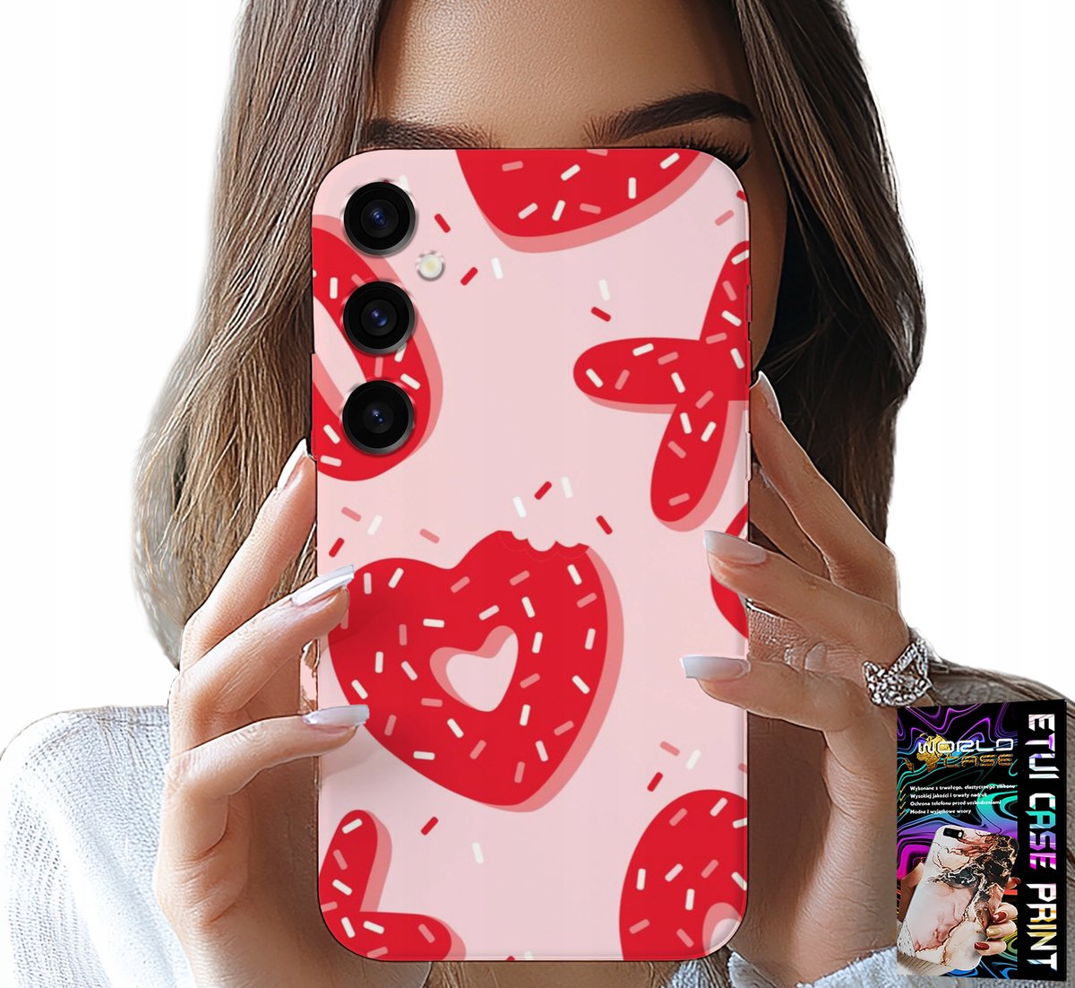 HOESJE VOOR SAMSUNG GALAXY S24 PLUS - VROUWELIJKE, MODIEUZE PATRONEN XOXO HART + GLAS