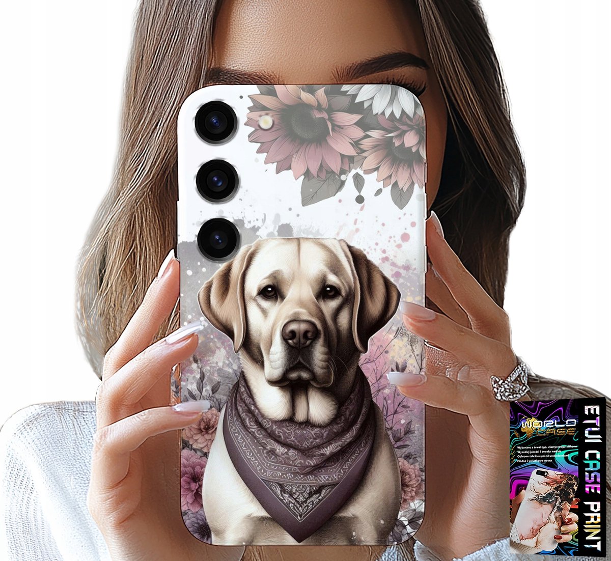 HOESJE VOOR SAMSUNG GALAXY S23 - HONDENPATROON (HUSKY) + GLAS