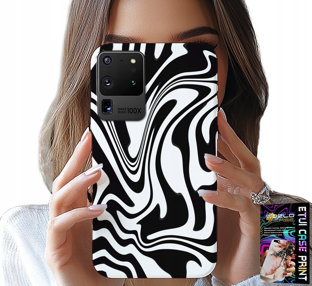 HOESJE VOOR SAMSUNG GALAXY S20 Ultra - ZWART-WIT ABSTRACTIE + HYDR FILM