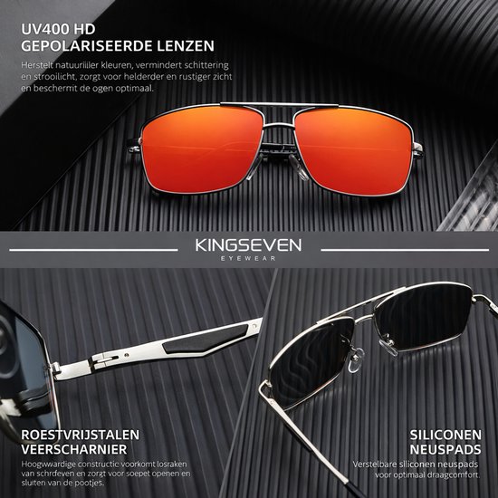 KingSeven Redstar - Pilotenbril met UV400 en polarisatie filter - Z197 van Kingseven — afbeelding 4