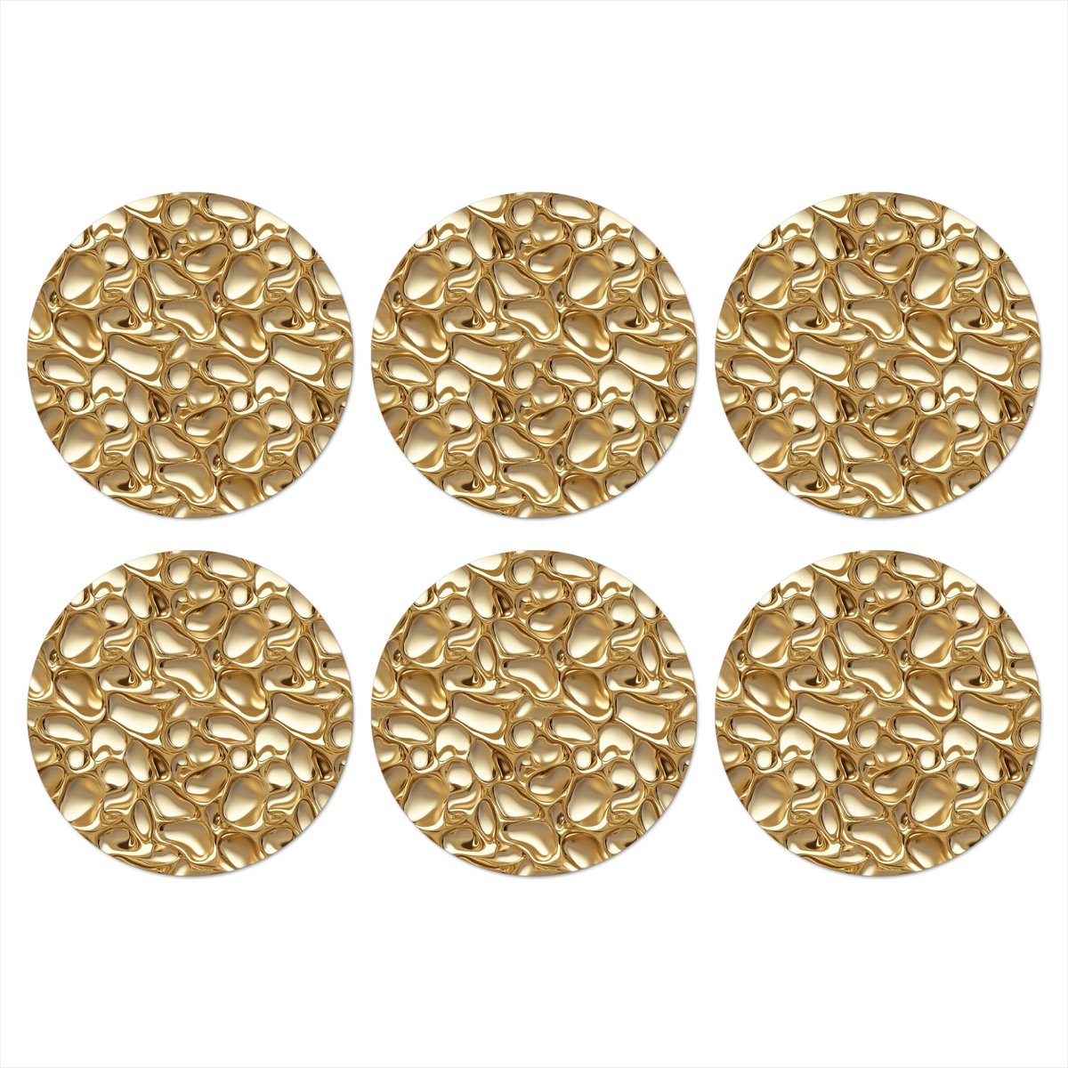 Onderzetters voor glazen - Rond - Abstract - Modern - Goud - 10x10 cm - Glasonderzetters - 6 stuks