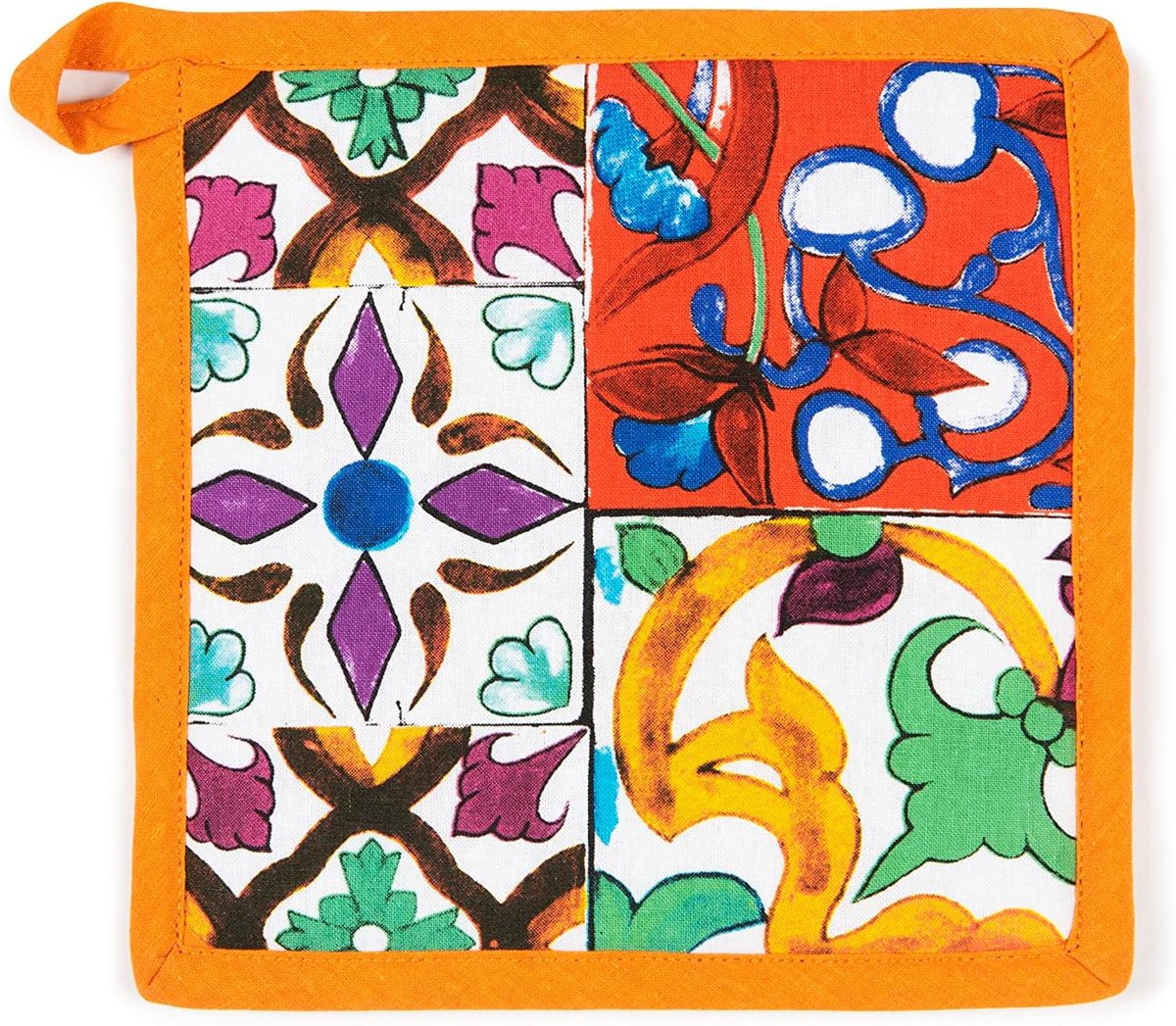 Keukenhandschoen - Pothouder - Hete Pannen - Katoen Voering - 20x20 cm - Oranje Rand