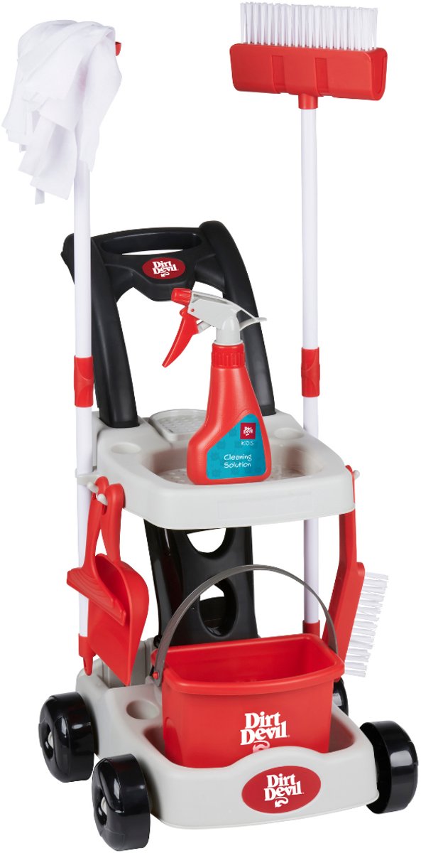 Dirt Devil Speelgoed Schoonmaaktrolley – Schoonmaak Speelgoed voor Kinderen vanaf 3 Jaar – Inclusief Bezem, Emmer, Sprayfles, Handveger – Speelgoed Schoonmaakset met Accessoires