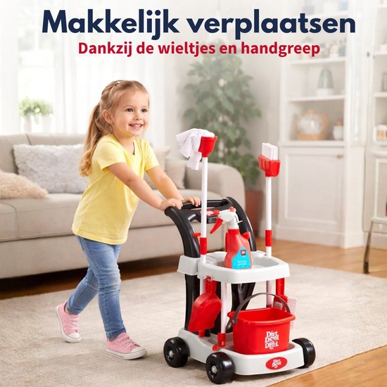 Dirt Devil Speelgoed Schoonmaaktrolley - Schoonmaak Speelgoed voor Kinderen vanaf 3 Jaar - Inclusief Bezem, Emmer, Sprayfles, Handveger - Speelgoed Schoonmaakset met Accessoires van Theo Klein — afbeelding 4