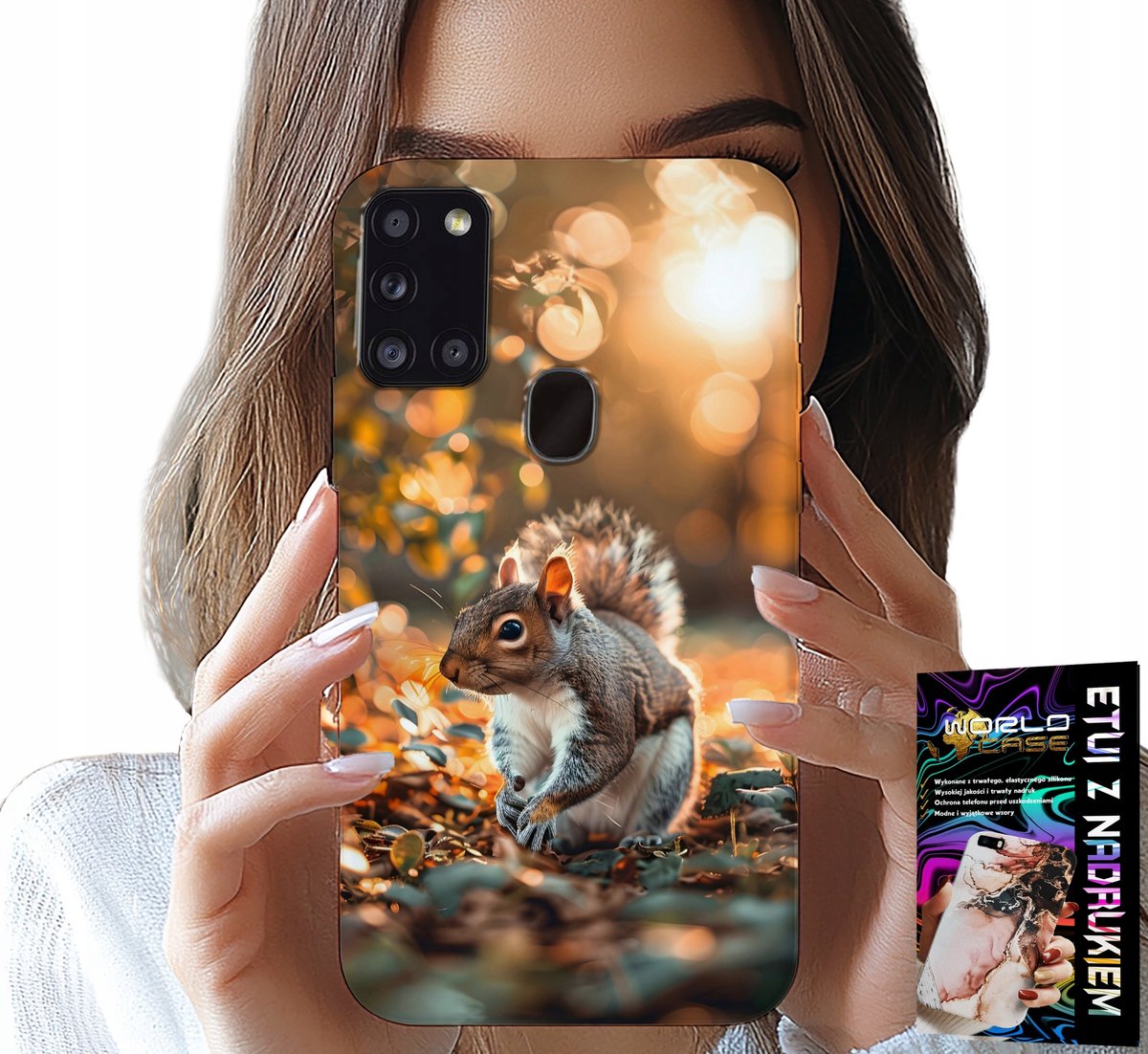 HOESJE VOOR SAMSUNG GALAXY A21S - SCHATTIGE EEKHOORN, HOESJE MET JE EIGEN MOTIEF
