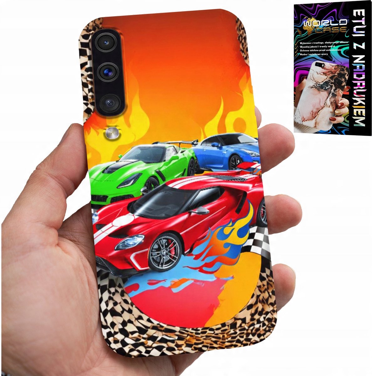 HOESJE VOOR SAMSUNG GALAXY A70 - VOOR KINDEREN, RACEAUTO'S + GLAS
