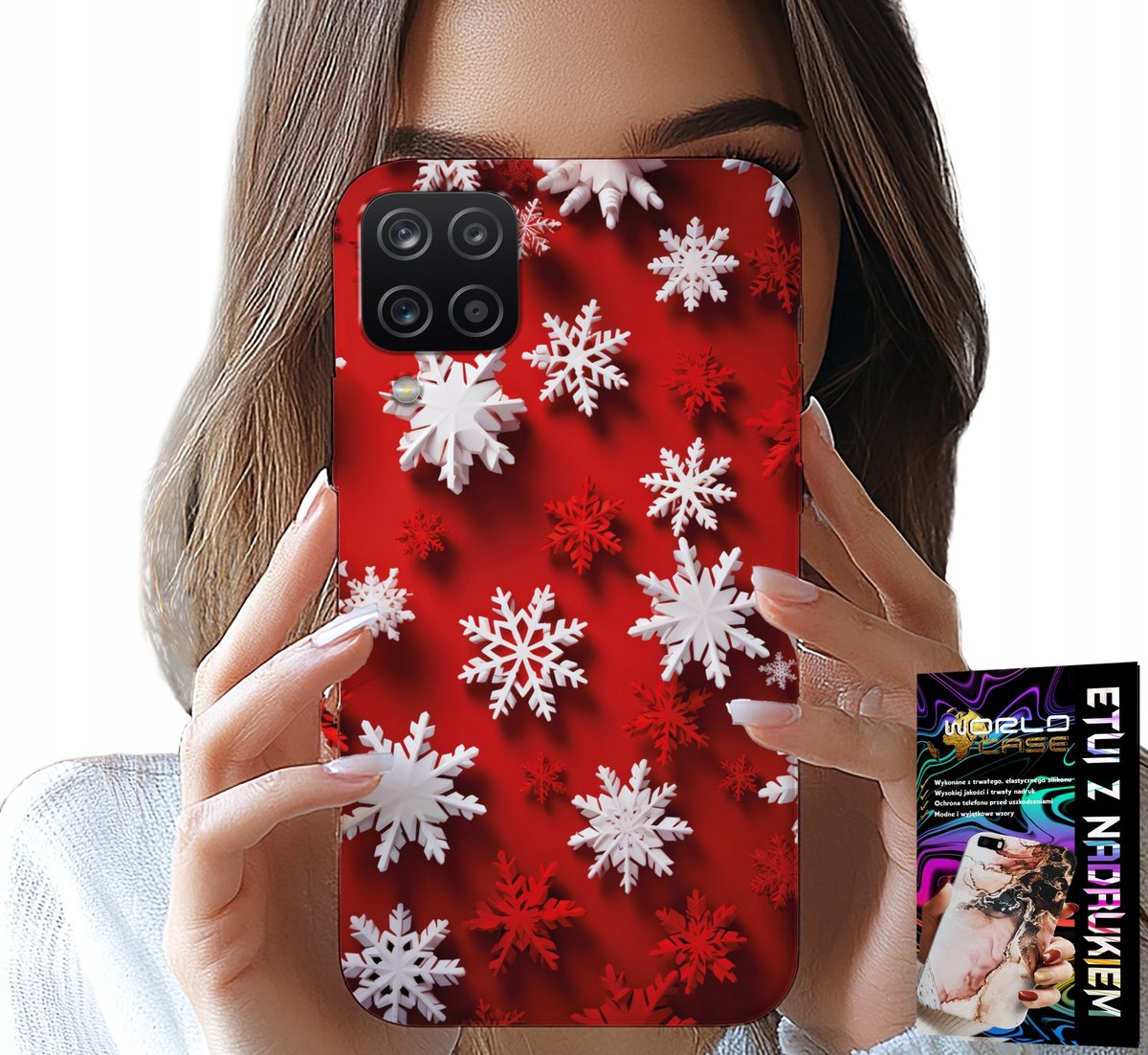 HOESJE VOOR SAMSUNG GALAXY A22 5G - SNEEUWVLOKKEN, SNEEUW, STERREN, KERST