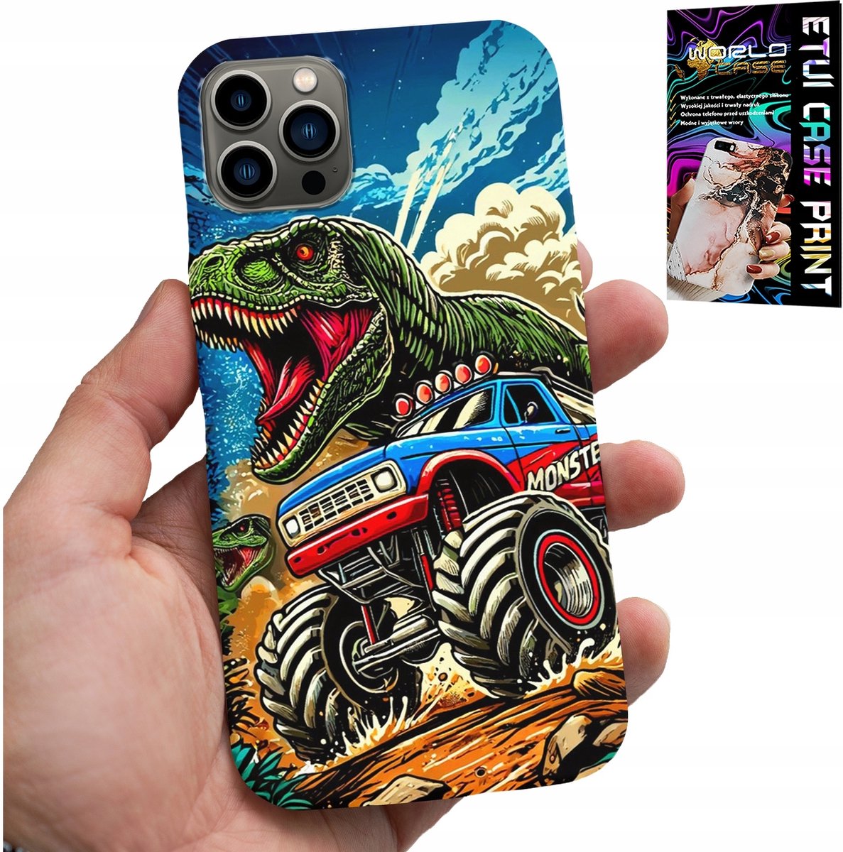 iPhone 11 Pro hoesje - Dinosaurus in Monstertruck patroon voor kinderen