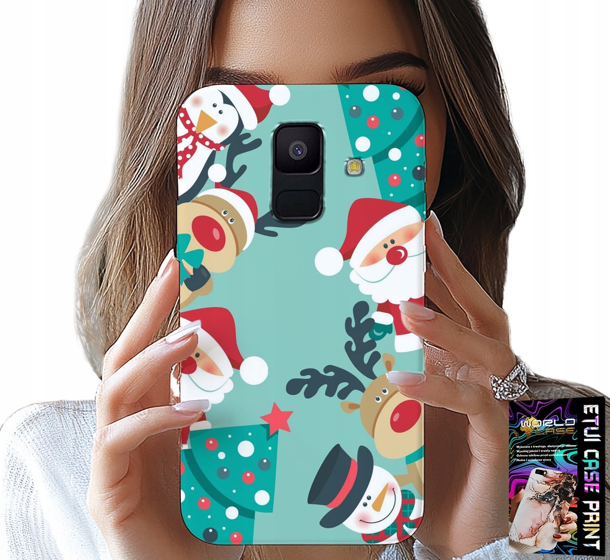 HOESJE VOOR SAMSUNG A6 2018 - KERSTMAN, RENDIER, SNEEUWPOP KERSTPATRONEN
