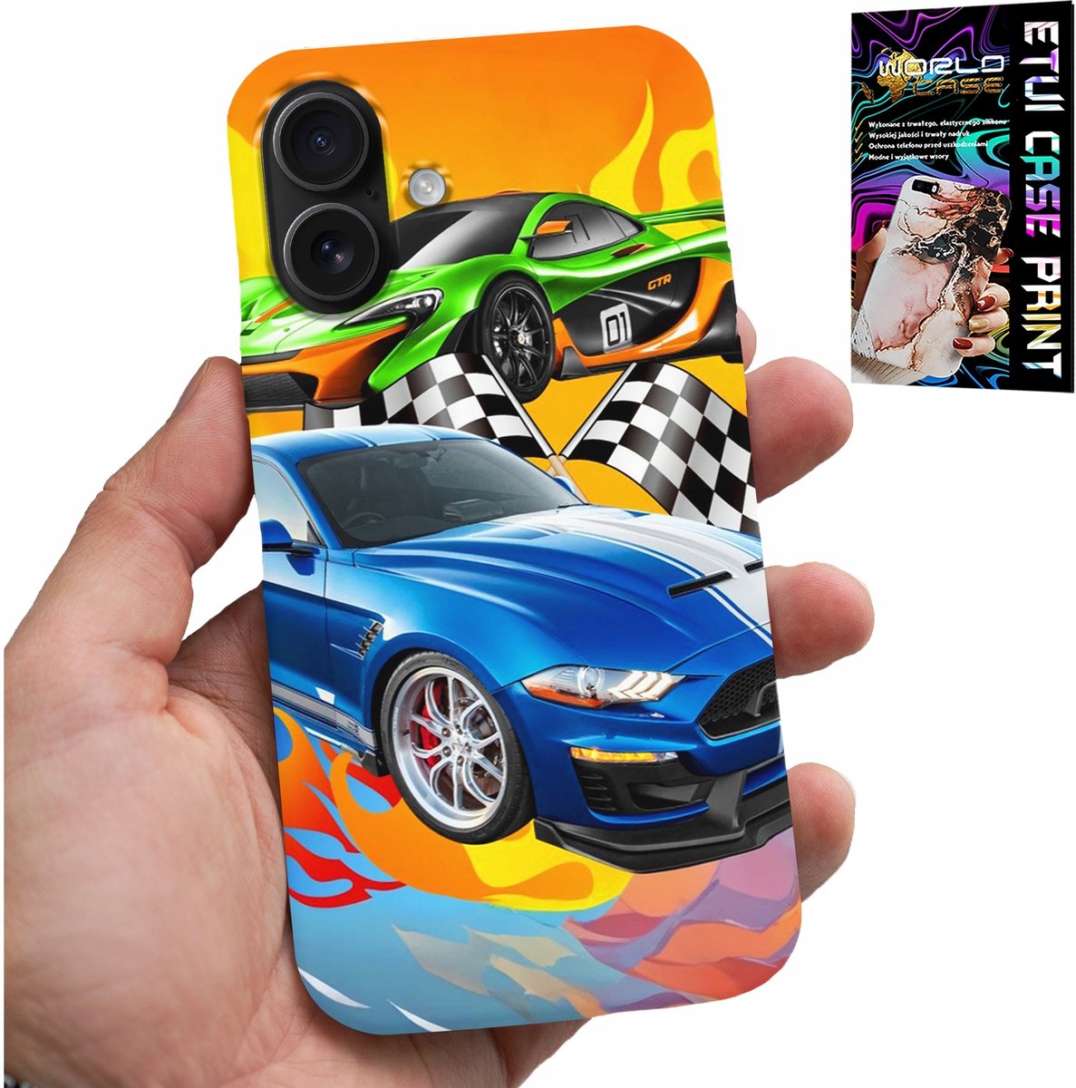 iPhone 16 Plus hoesje - voor kinderen, raceauto's racen