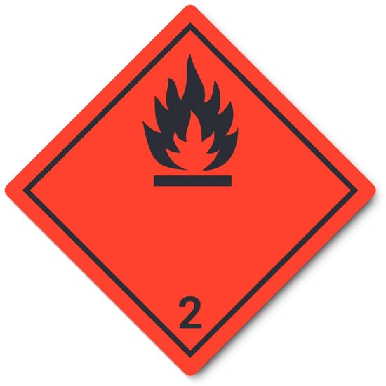 Gevaarsetiketten Stickers - Veiligheidspictogrammen Gassen - Gevaarlijke Stoffen Markeren - Klasse 2.1 Ontvlambaar - 50x50 mm 6 Stuks — afbeelding 4