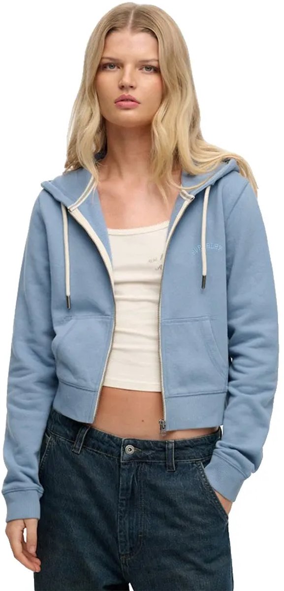 Superdry Essential Logo Cropped Zip Hoodie Dames Hoodies Blauw