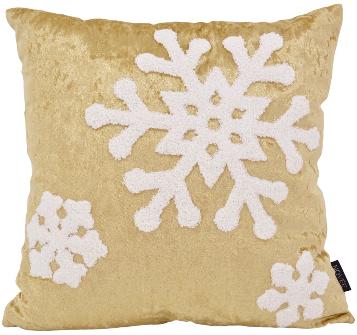 NOVÉE Sierkussen Velvet Gold Snow | 45 x 45 cm | Fluweel/Polyester goud wit