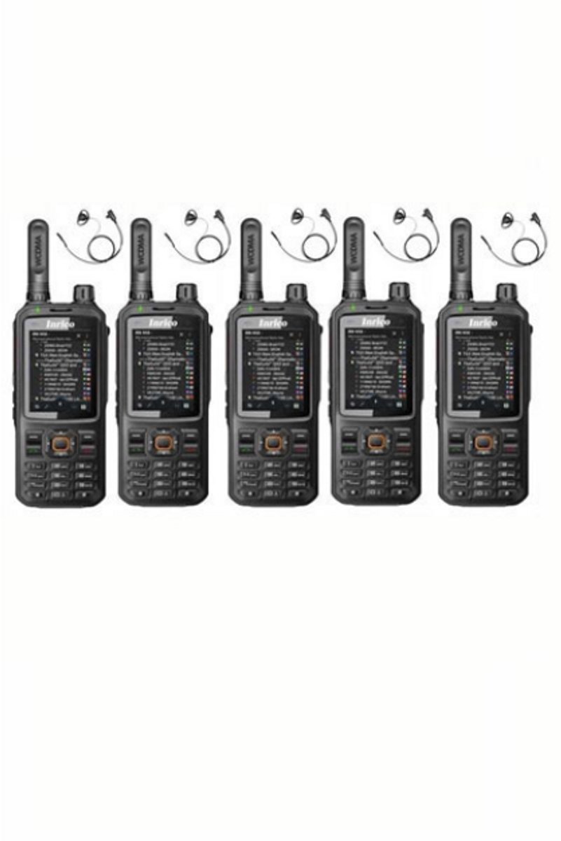 Set van 5 Inrico T320 V2 4G LTE Zello Portofoon, GPS, Wifi met D-shape oortje