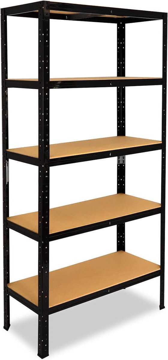 Metalen Stellingkast - Opbergrek - Huis Organiseren - Hoge Draagkracht - 200x75x45 cm - Zwart