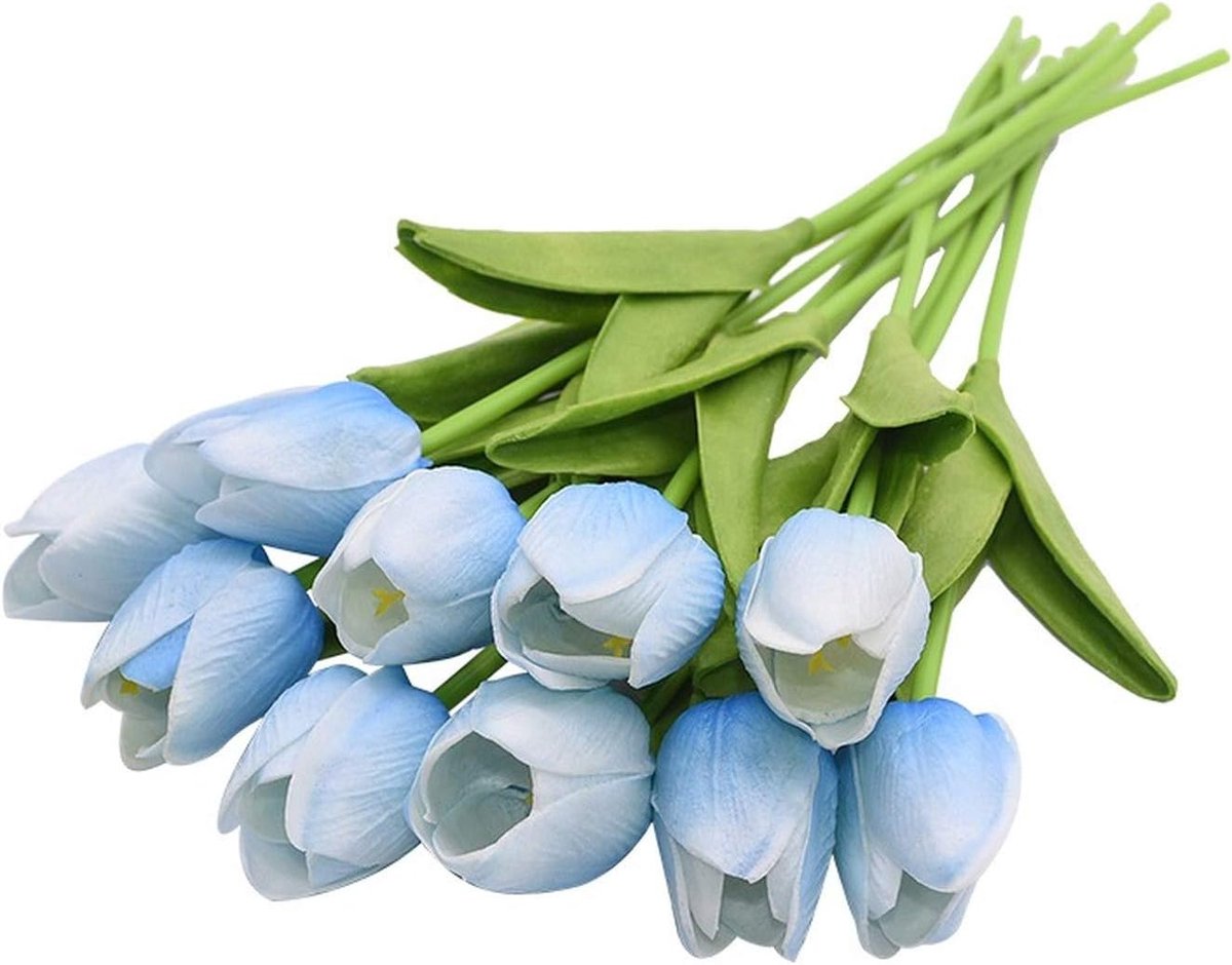 Kunstbloemen Tulpen - Nepboeket - Bruiloft Decoratie - Echte Aanraking - 10 Stuks - Lichtb