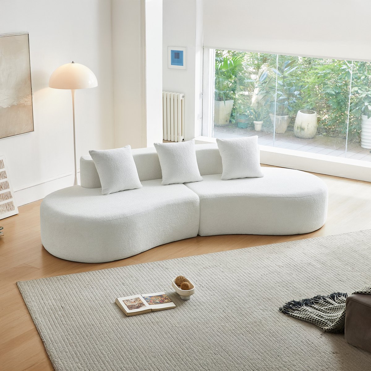 REDOM - Hoekbank - Gebogen Vorm - Modulair - Modern - Voor Woonkamer - Fluweel - Wit - 277
