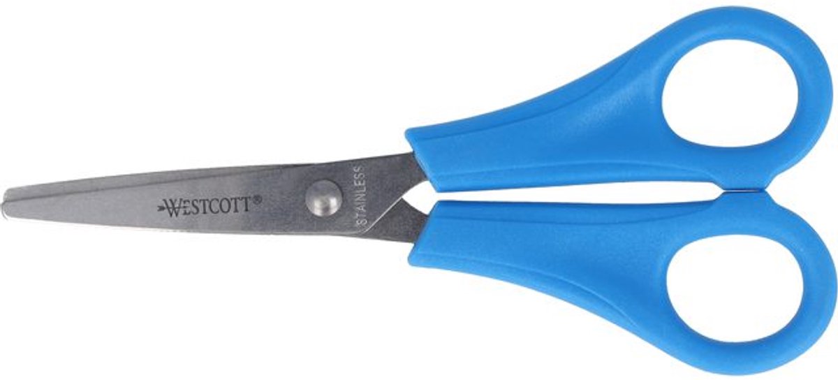 Schaar Westcott Kids 13cm RH kunstst. spitse punt blauw in zak