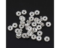 Rhinestone Spacer Kralen - Metaal Kralen - Sieraden Maken - Wavy Tone Design - 6 mm - Zilverkleurig