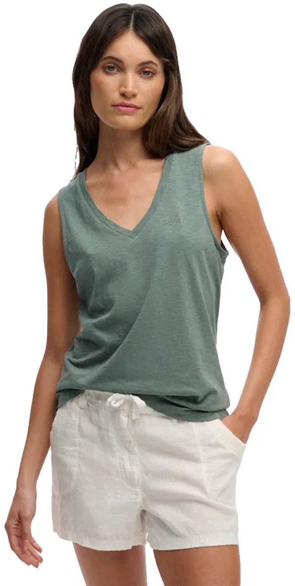 Superdry Studios Vee Mouwloze V-hals T-shirt S Vrouw Groen