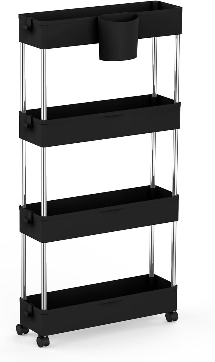 Opbergwagen - Rolwagen - Keuken en badkamer - Dun en mobiel - 86cm hoog - Wit