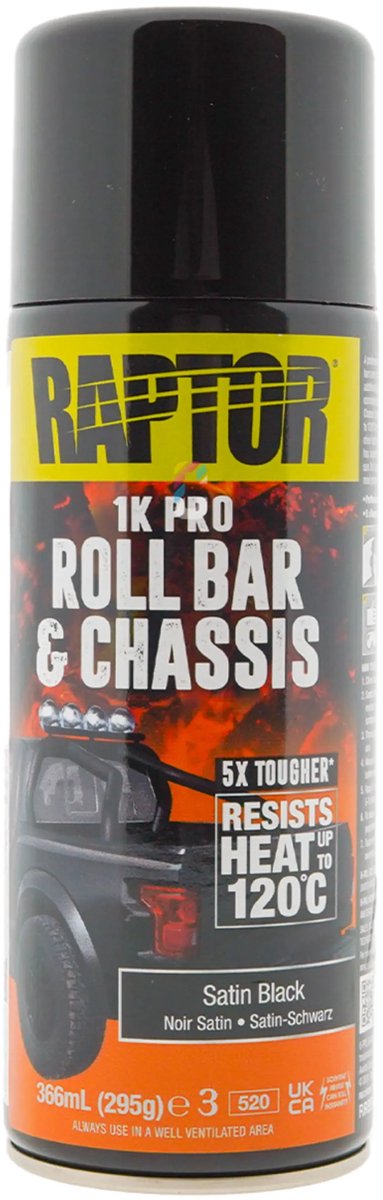 Raptor Roll Bar & Chassis Verf ZWART ZIJDEGLANS spuitbus 400ml