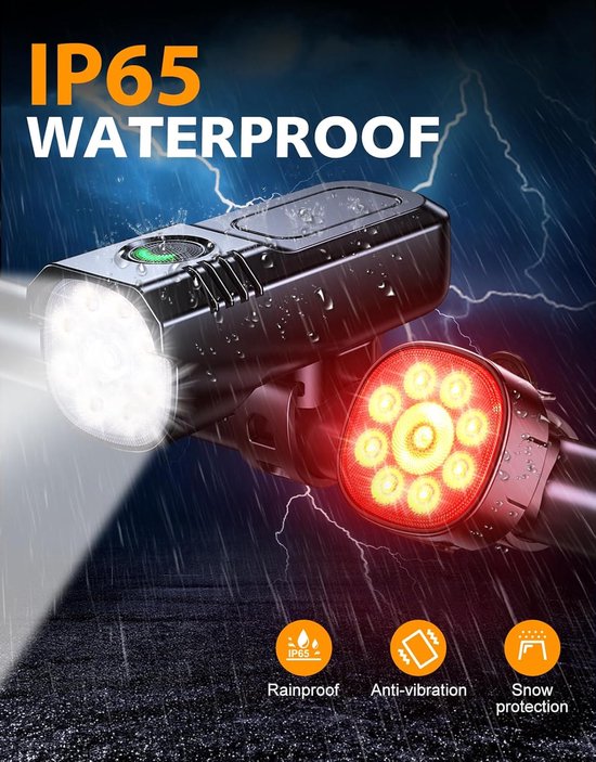 Fietsverlichting - Koplamp voor racefiets - Veiligheidsachterlicht - Set voor en achter - Duurzame aluminiumlegering - 7 standen - USB-oplaadbaar - IP65 waterdicht - Zwart — afbeelding 2