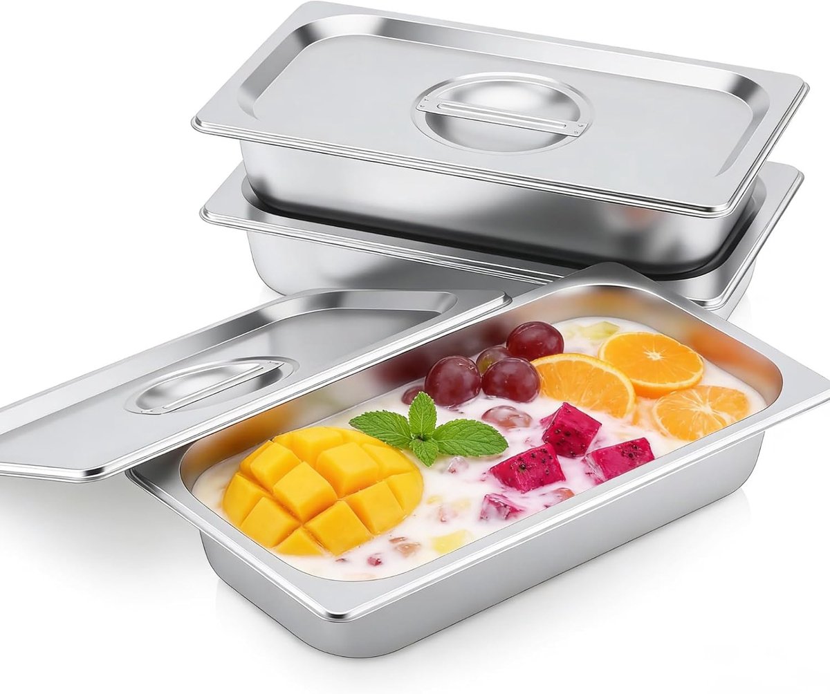 Paneerschaal Set - Keuken Bakken - Voedsel Bereiding - Stapelbaar Lekvrij - 3 Delig - Zilver